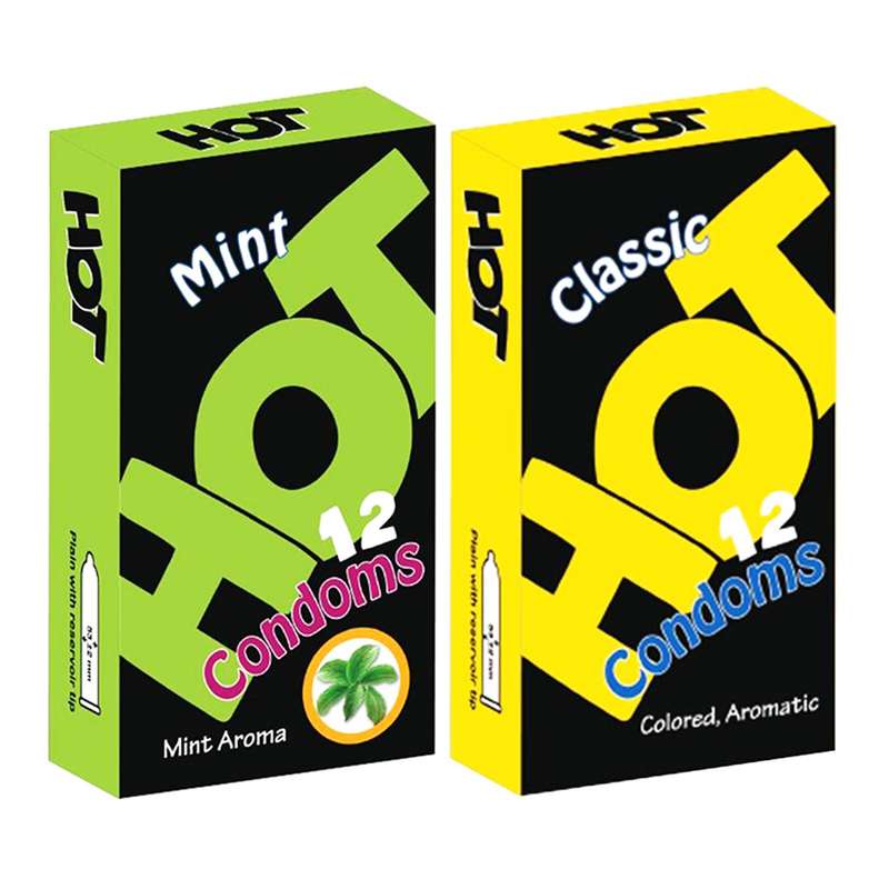 کاندوم هات مدل Mint بسته 12 عددی به همراه کاندوم هات مدل Classic Aromatic بسته 12 عددی