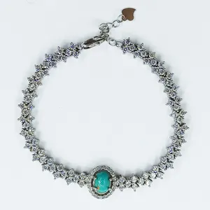 دستبند نقره زنانه سلین کالا مدل فیروزه نیشابور ce-As104