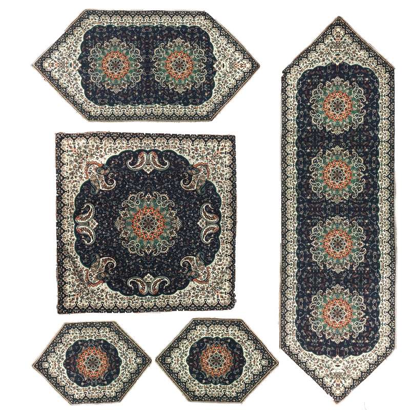 ست 5 تکه رومیزی ترمه طرح ترنج کدtst52