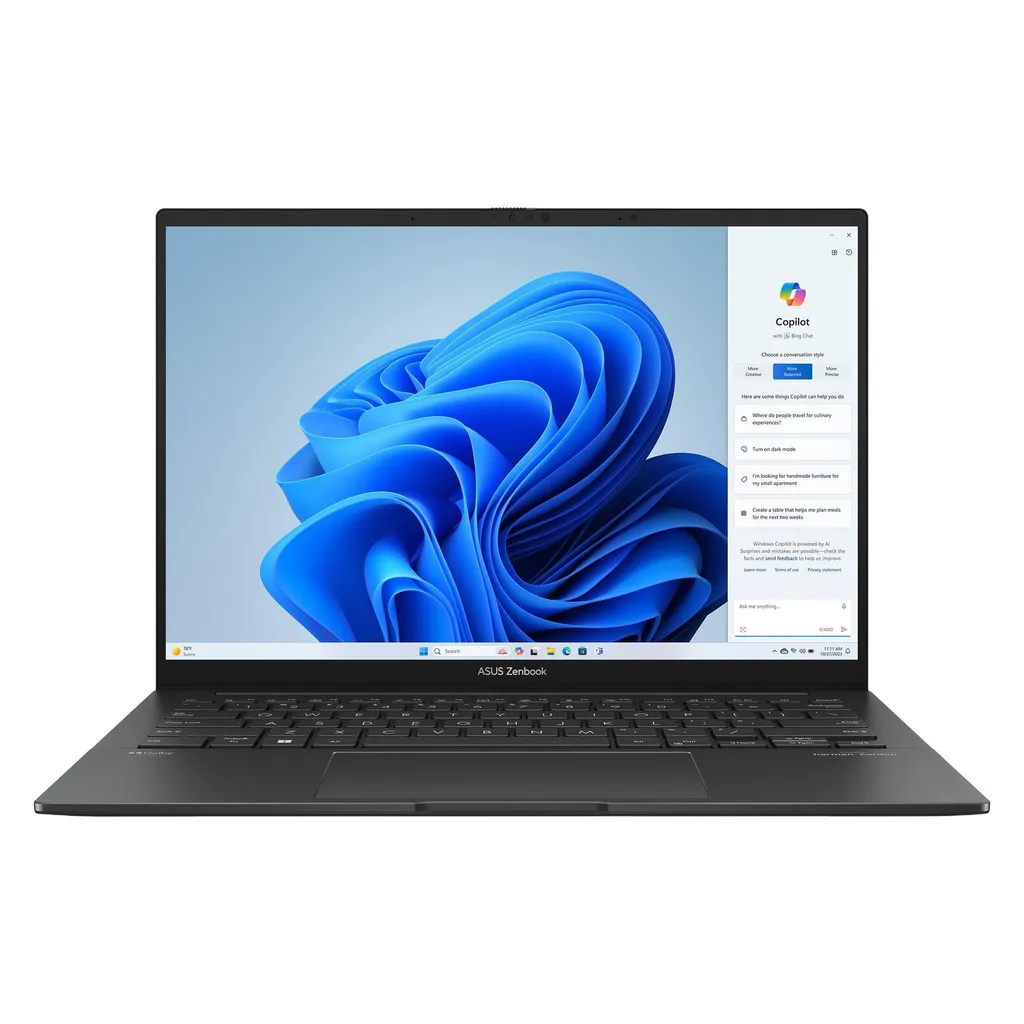 لپ‌تاپ ایسوس مدل ZenBook 14 OLED Q415MA-U5512 با پردازنده Core Ultra 5-125H، رم LPDDR5 8GB، حافظه SSD با ظرفیت 512GB، نمایشگر لمسی 14 اینچ OLED با وضوح Full HD، دارای AI NPU، دارای نور پس‌زمینه کیبورد، سیستم‌عامل Windows 11