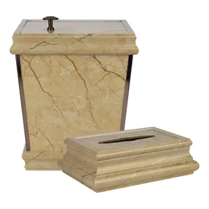 ست سطل و جای دستمال کاغذی طرح سنگ کد 290032