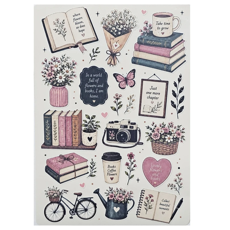 برچسب طرح برش خورده بولت ژورنال مدل Books Coffee A5
