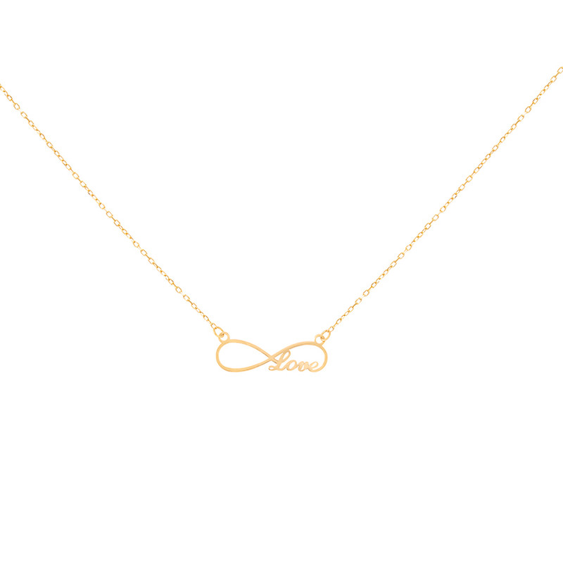 گردنبند طلا 18 عیار زنانه طلای کامک مدل بینهایت و LOVE