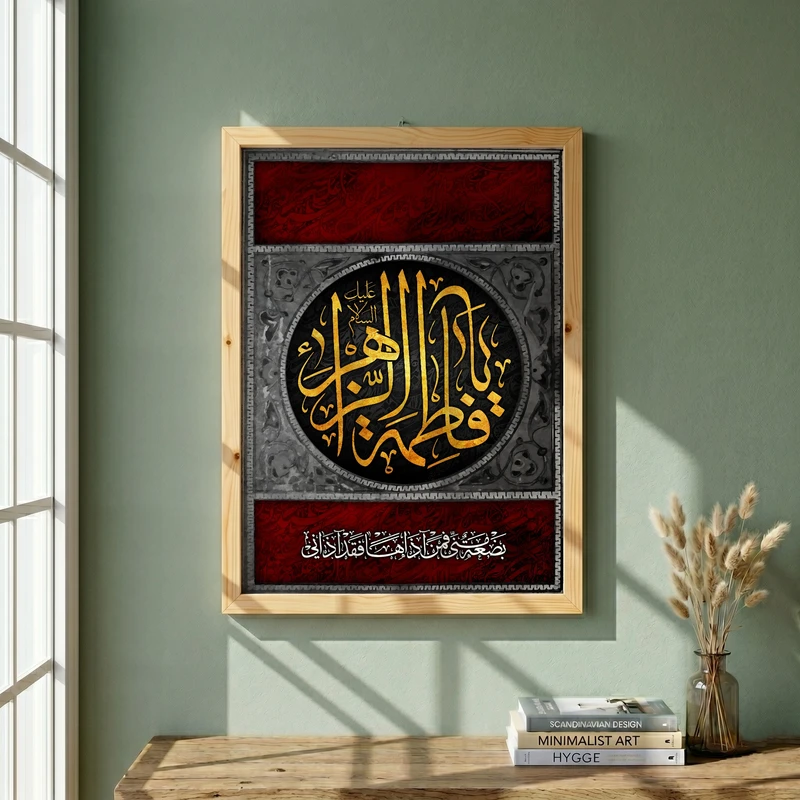 تابلو طرح فاطمه الزهرا (س) مدل G14602 فریم کرم روشن