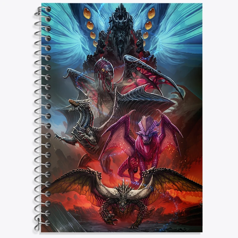 دفتر زبان 50 برگ خندالو مدل دو خط طرح بازی شکارچی هیولا (Monster Hunter) کد 33282