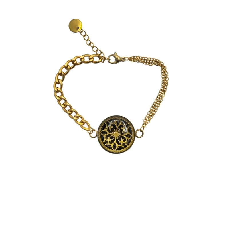 دستبند زنجیری مدل روکش طلا مارک گلد طرح افرا کد TZ01