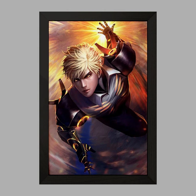 تابلو خندالو مدل جنوس انیمه مرد تک مشتی One Punch Man  کد 11391