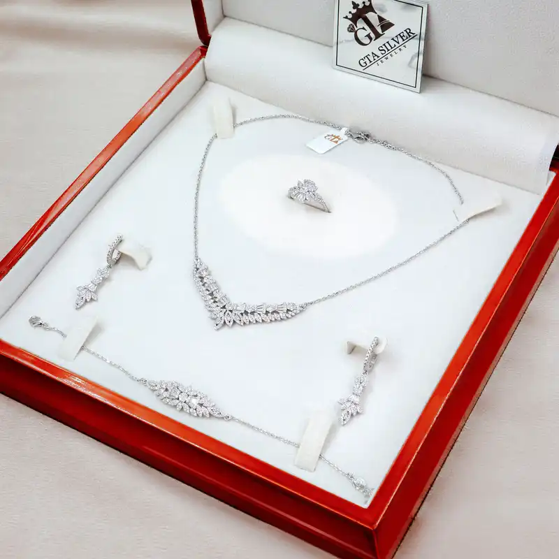 سرویس نقره زنانه جی تی ای مدل زنجیری