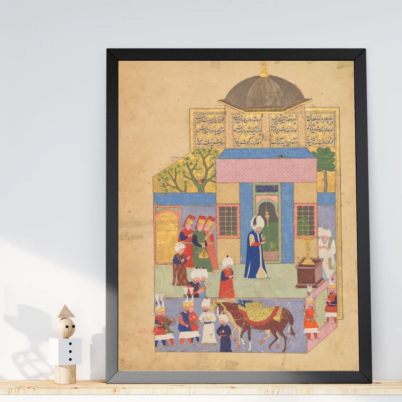 تابلو طرح نگارگری سفر سلطان مدل G00129 فریم مشکی