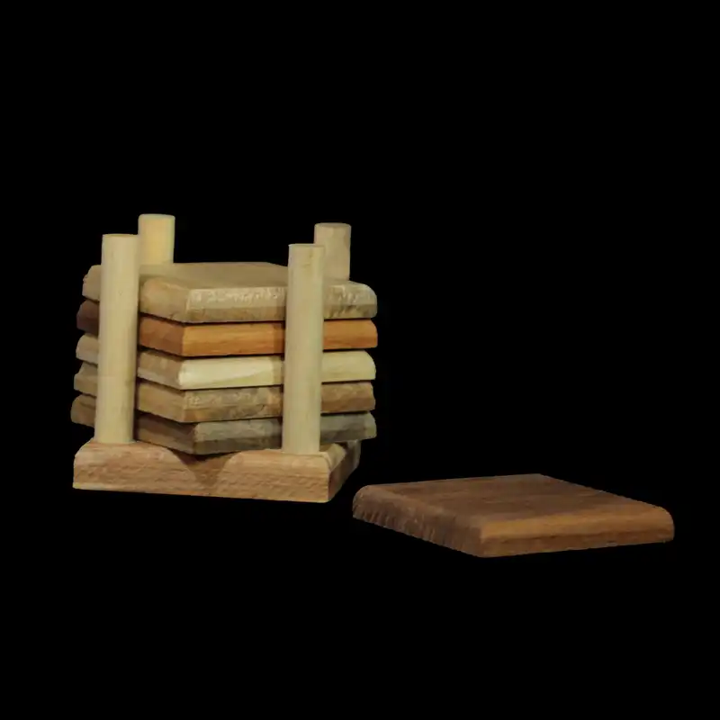 زیر لیوانی چوبی مدل برمودا به همراه پایه مجموعه 6 عددی