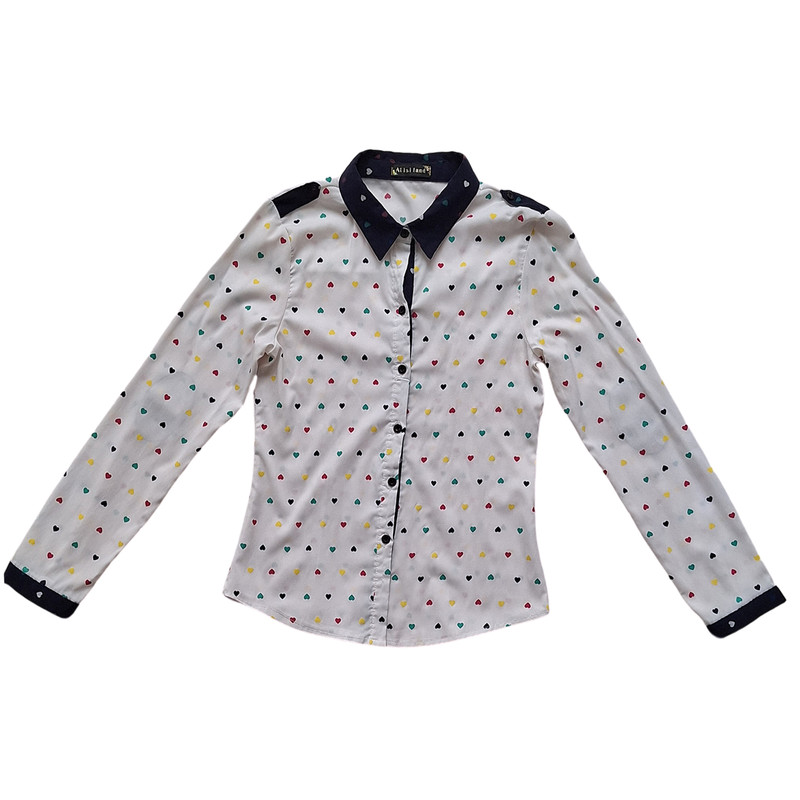 شومیز آستین بلند زنانه مدل قلب رنگی