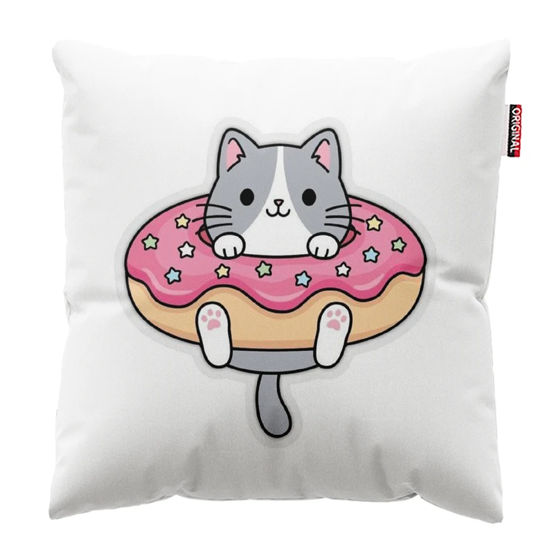 کوسن پاد آفرین مدل گربه و دونات کد 539 سایز 30*30 سانتی متر