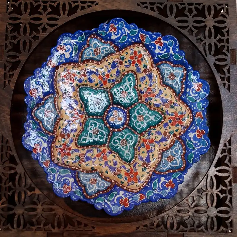 بشقاب مینا کاری مدل ختایی کد pm13