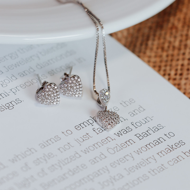 نیم ست نقره زنانه جی تی ای مدل قلب