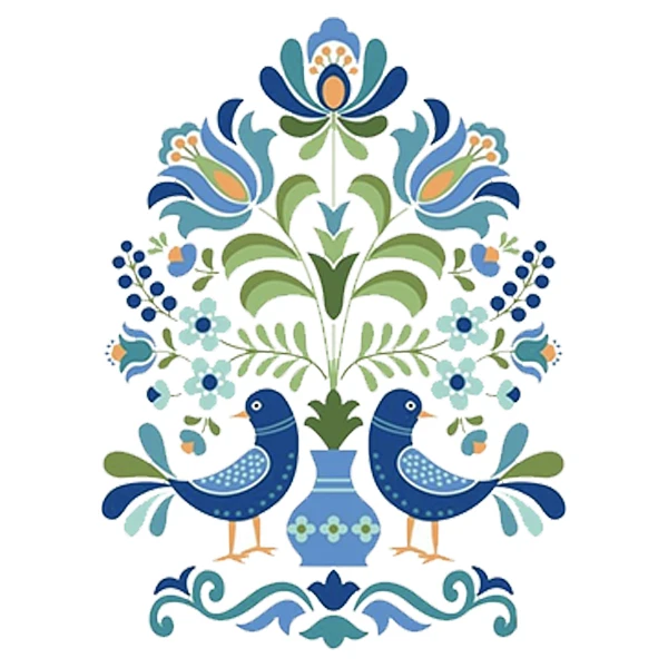 استیکر پارچه و لباس پاد آفرین طرح پرنده و گل کد 4267