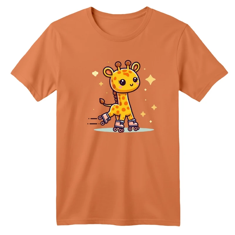 تی‌شرت لانگ آستین کوتاه یقه گرد
 بچگانه مدل زرافه اسکیت