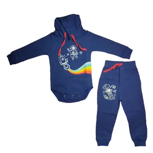 ست بادی آستین بلند و شلوار نوزادی مدل فضانورد