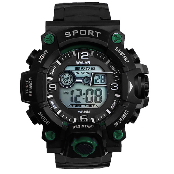 ساعت مچی دیجیتال پسرانه والار مدل ضدآب SPORT چراغدار کرنومتردار کد 12