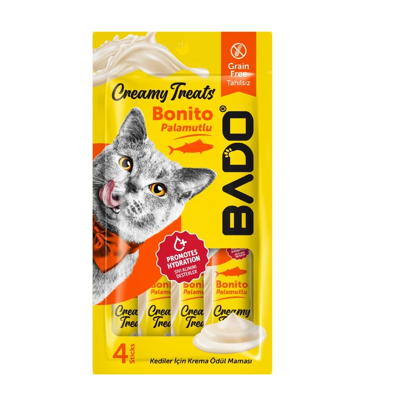 تشویقی گربه بادو مدل بستنی طعم ماهی بونیتو وزن 60 گرم بسته 4 عددی 