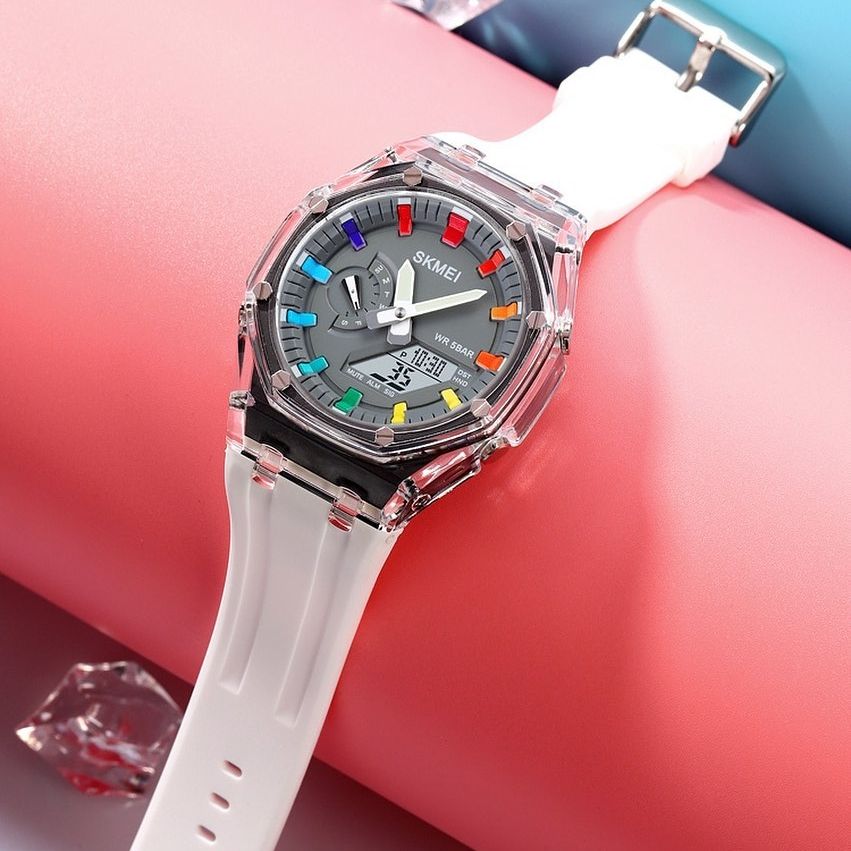 ساعت مچی عقربه ای اسکمی مدل دو زمانه بند پیو کرنوگراف کد 2100 - - 3