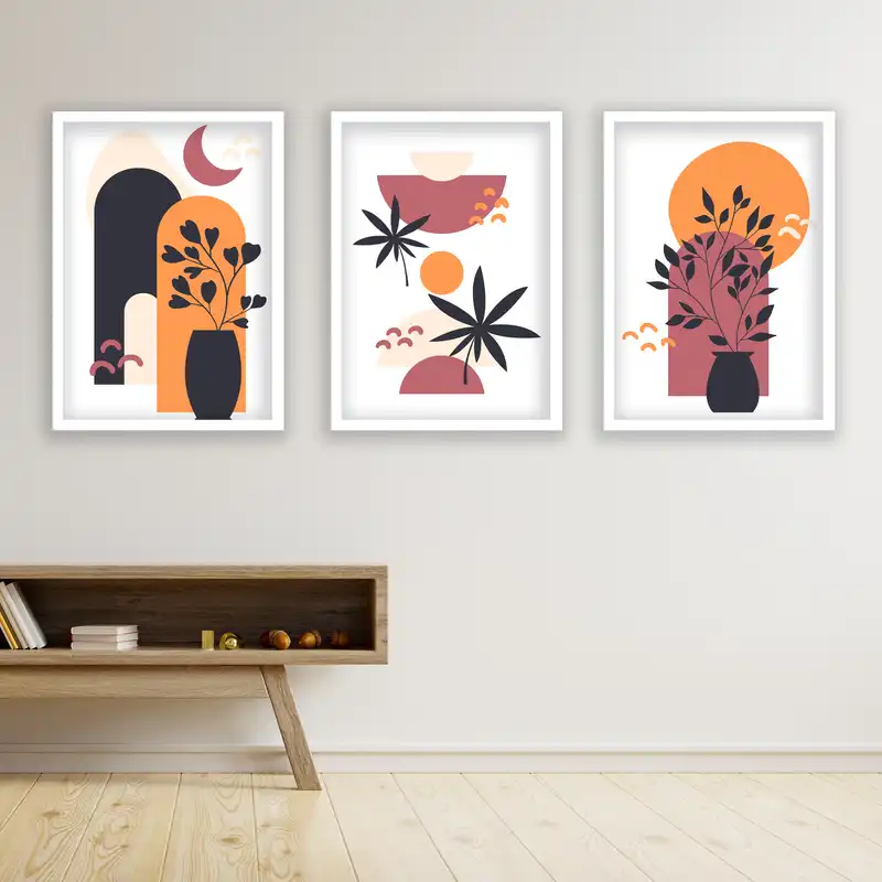تابلو مدل مینیمال دکوراتیو کد LA-G30133 مجموعه 3 عددی