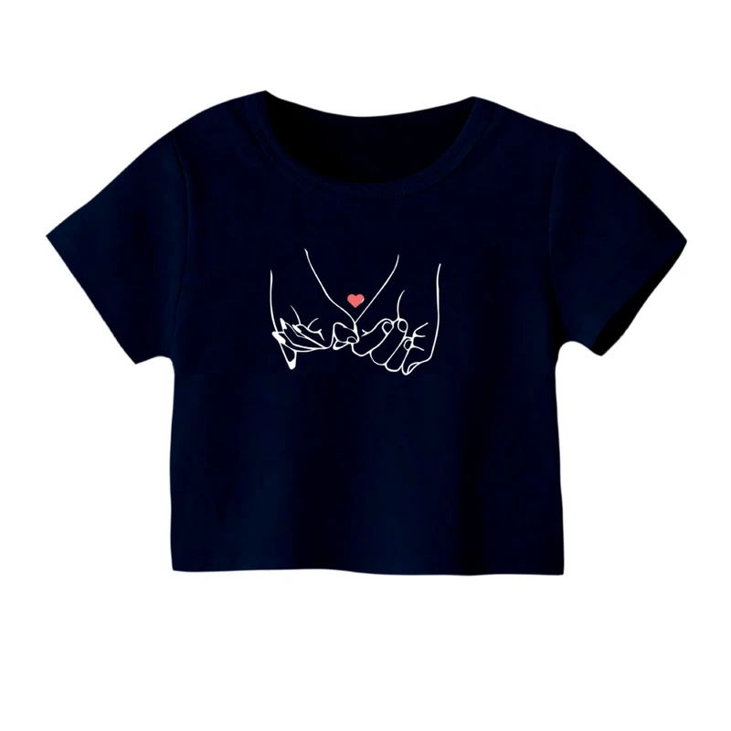 کراپ‌ تی‌شرت آستین کوتاه زنانه مدل عشق مینیمال