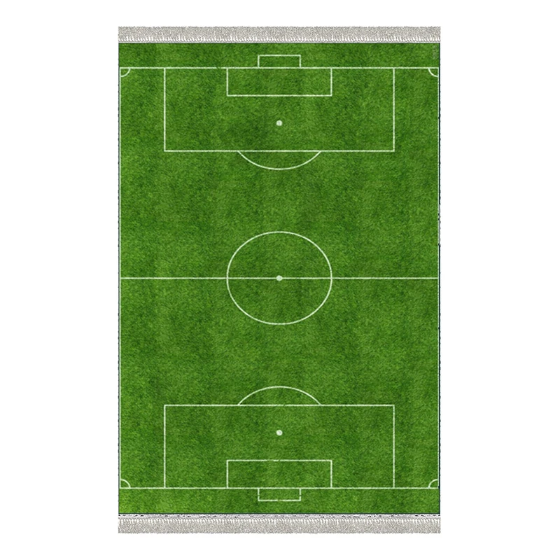 فرش ماشینی 1000 شانه هانوکس زمینه سبز حاشیه چند رنگ مدل کودک کد U447