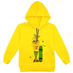 هودی دخترانه مدل دختر و اسکیت کد F85 رنگ زرد