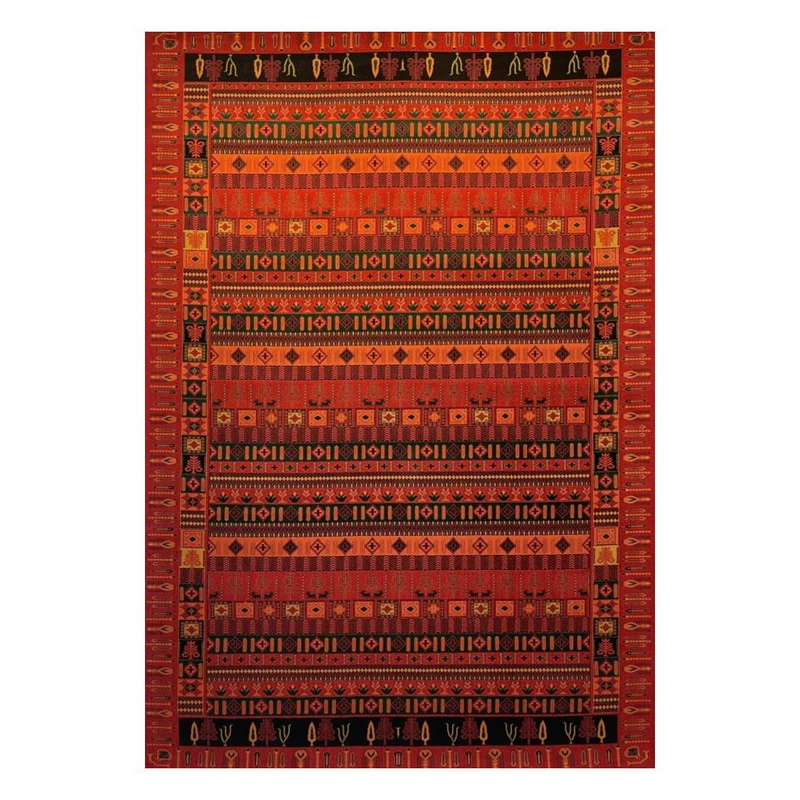 فرش ماشینی 350 شانه زمینه لاکی حاشیه لاکی مدل بلوچ bcf کد 8