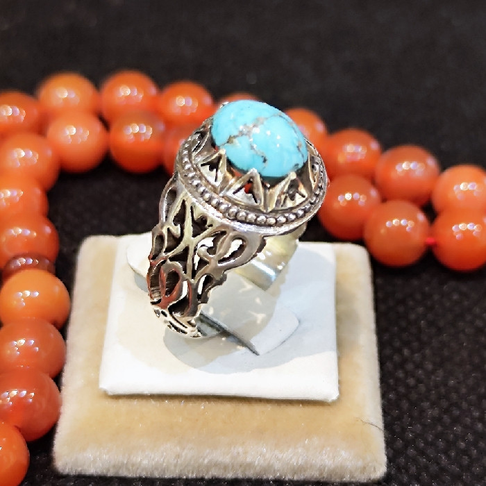 انگشتر نقره مردانه مدل سنگ فیروزه نیشابور کد 613 انگشتر نقره مردانه مدل سنگ فیروزه نیشابور کد 613