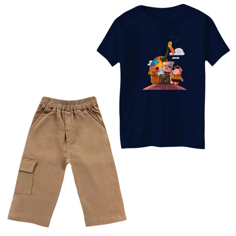 ست تی‌شرت و شلوارک پسرانه مدل آپ کد 2 رنگ سرمه ای