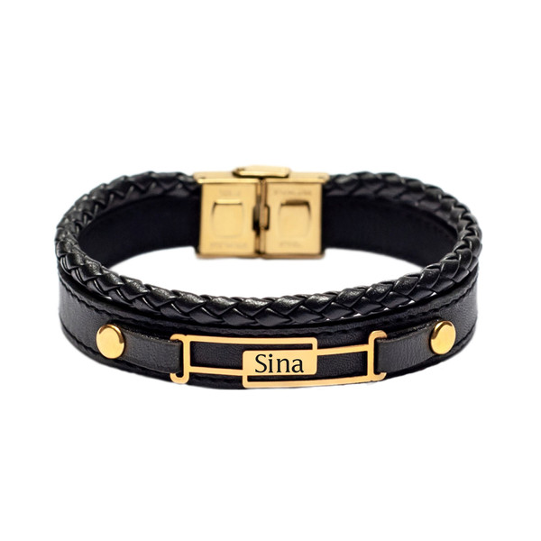 دستبند طلا 18 عیار مردانه لیردا مدل اسم سینا