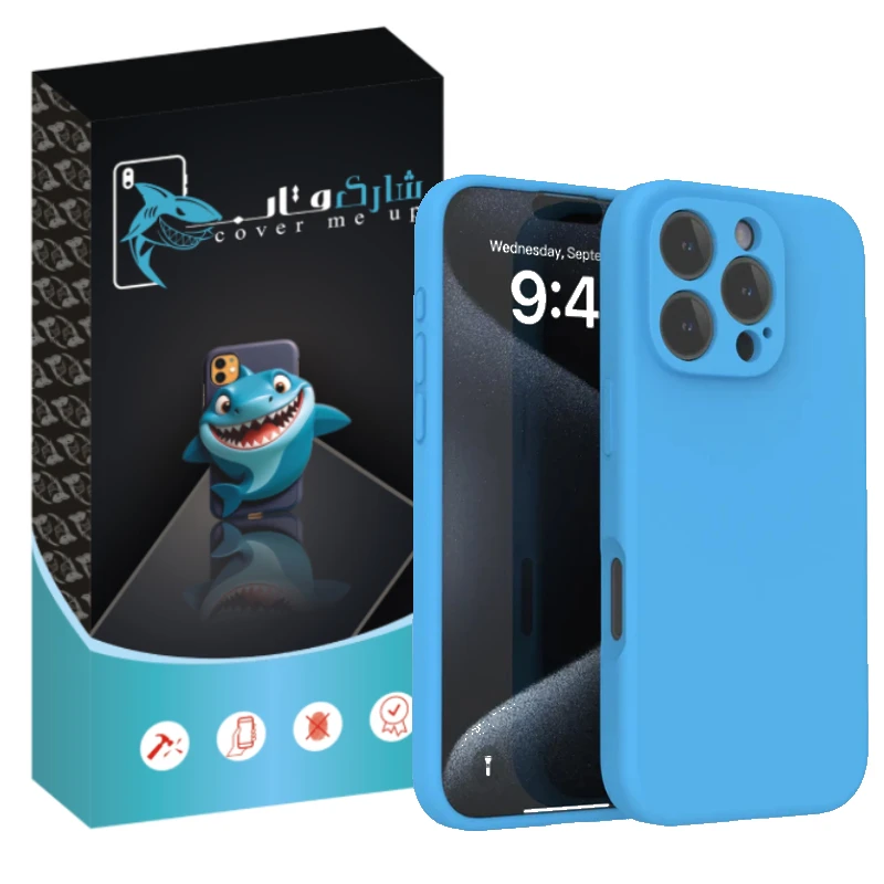 کاور شارک قاب مدل سیلیکونی پاک کنی مناسب برای گوشی موبایل اپل iPhone 16 Pro