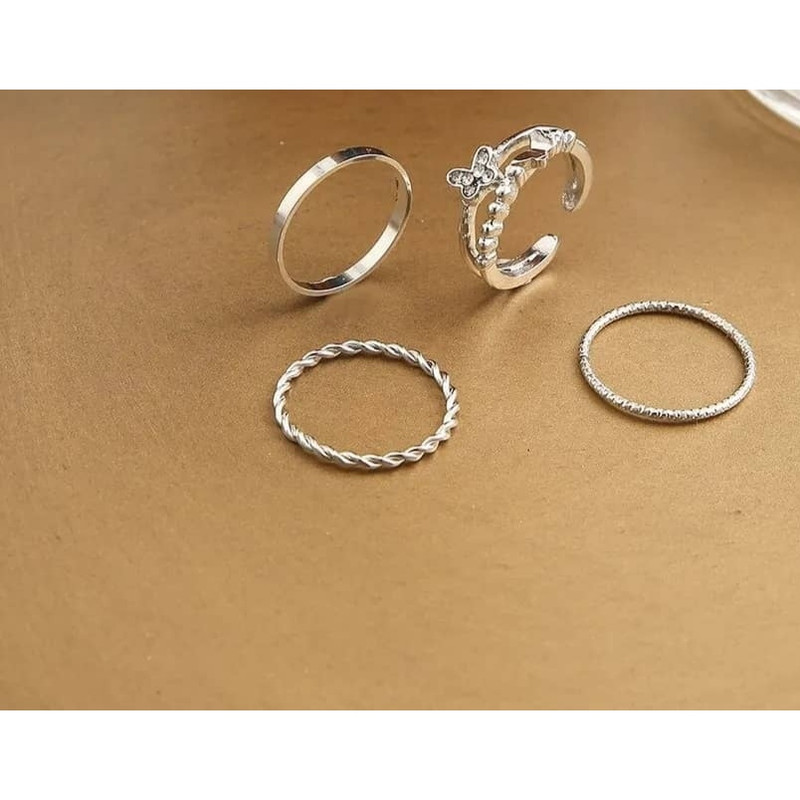 انگشتر دخترانه مدل پروانه بسته 4 عددی انگشتر دخترانه مدل پروانه بسته 4 عددی