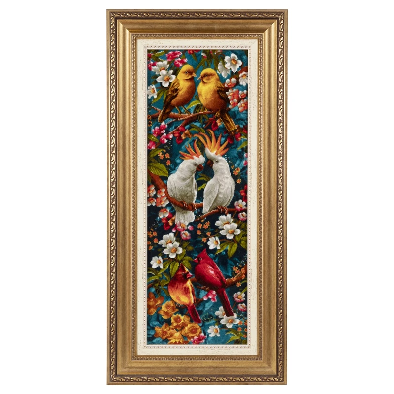تابلو فرش دستباف سی پرشیا طرح پرندگان و شکوفه های بهاری کد 904043
