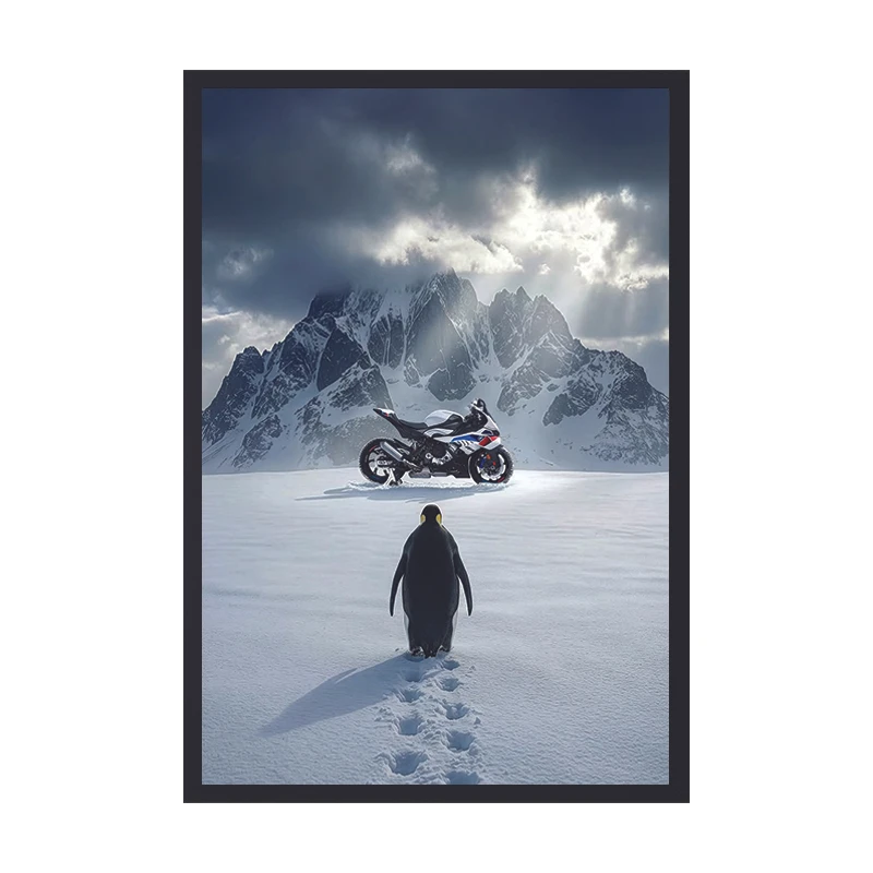 تابلو وین چیتا مدل پنگوئن ترند کد 02 فریم مشکی