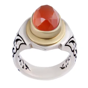 انگشتر نقره مردانه  بازرگانی میلادی مدل عقیق یمنی تراش دار رکاب دست ساز کد AM_2640