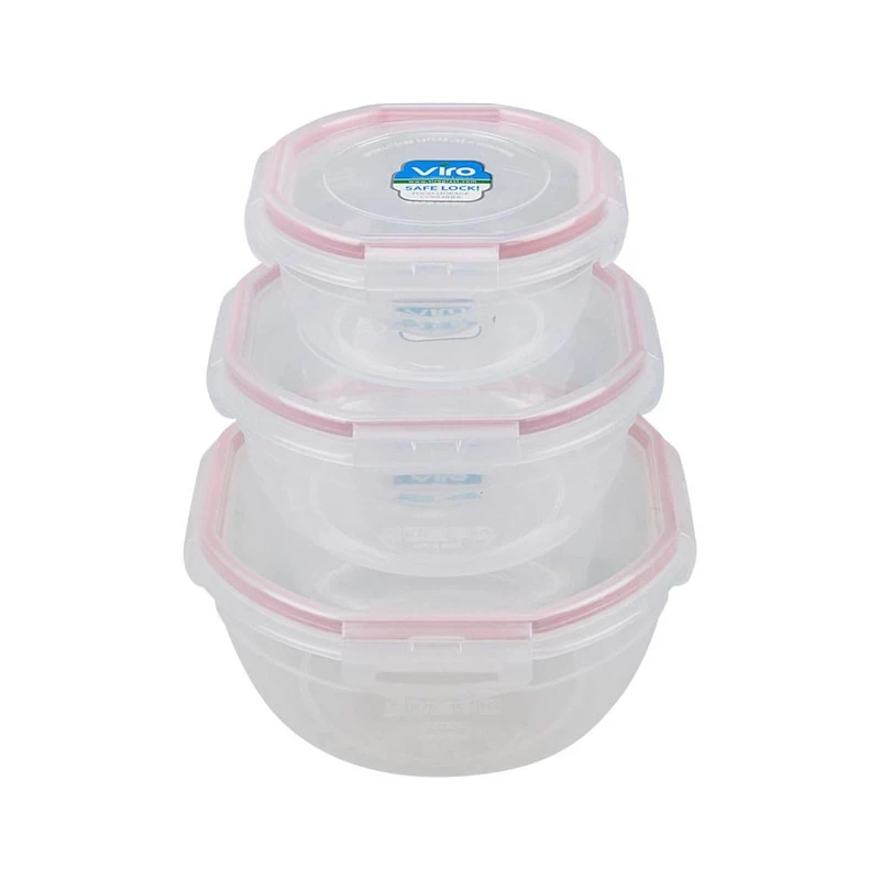 ظرف نگهدارنده ویرو پلاستیک مدل فریزری سیف لاک کد 306 مجموعه 3 عددی