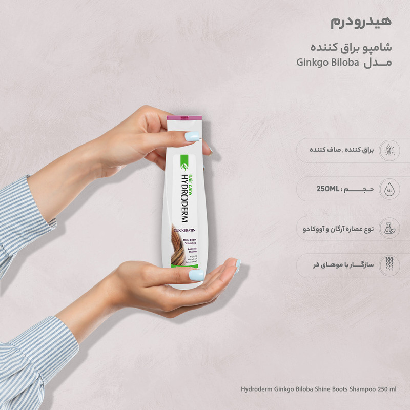 شامپو براق کننده هیدرودرم مدل Ginkgo Biloba حجم 250 میلی لیتر