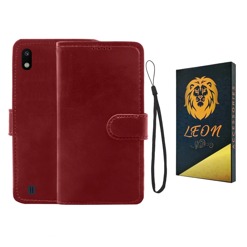 کیف کلاسوری مدل لئون Kiif_1 مناسب برای گوشی موبایل سامسونگ Galaxy A10 به همراه بند آویز