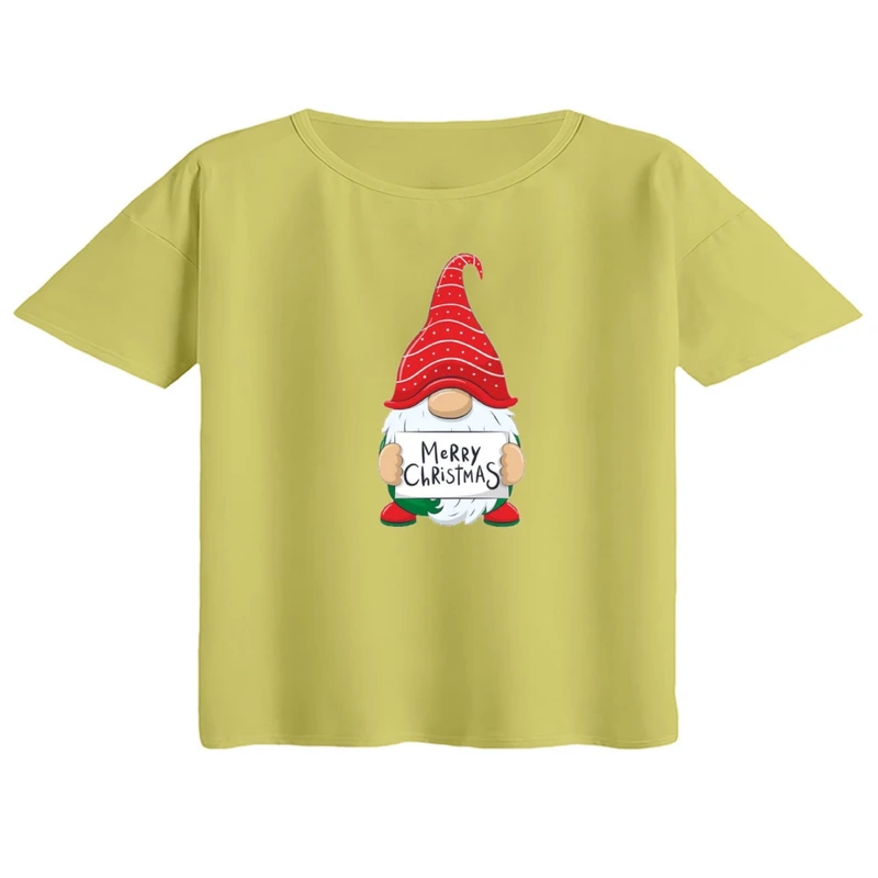 کراپ تی‌شرت آستین کوتاه زنانه مدل بابانوئل کریسمس کد 6