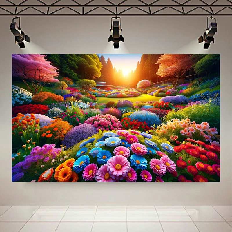 پوستر طرح مخمل مدل طلوع خورشید گل های بهاری کد AR304742