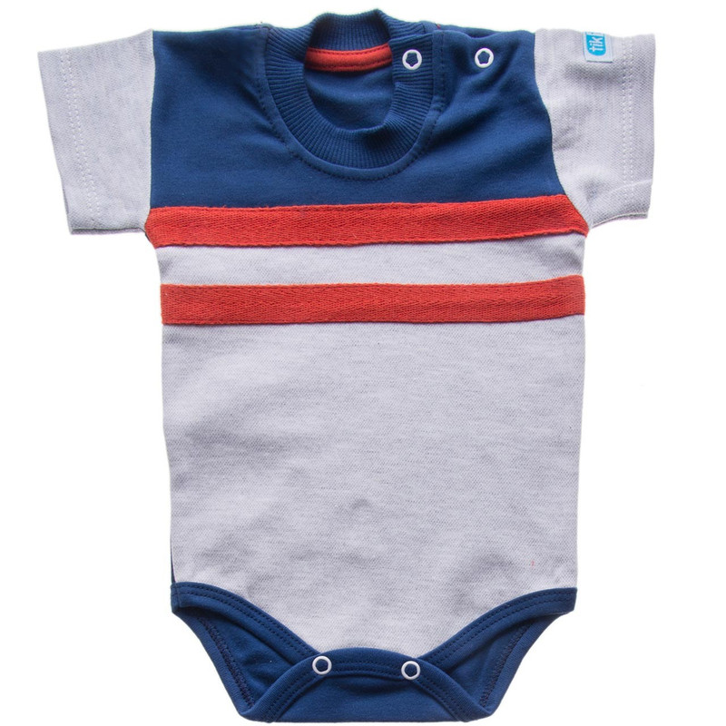 زیر دکمه دار آستین کوتاه تیک تاک طرح سرمه ای