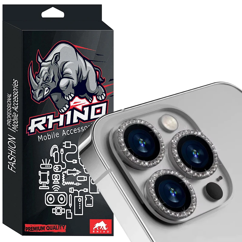محافظ لنز دوربین شیشه ای راینو مدل Diamond Ring مناسب برای گوشی موبایل اپل IPhone 16 Pro / IPhone 16 Pro Max