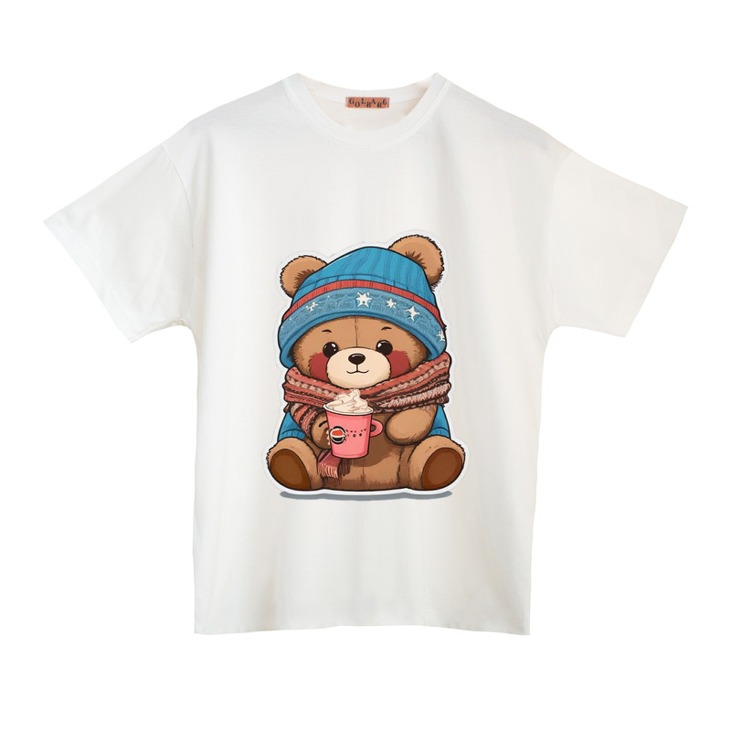 تی شرت آستین کوتاه زنانه مدل خرس زمستونی