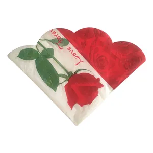 دستمال سفره مدل گل تک شاخه رز بسته 20 عددی