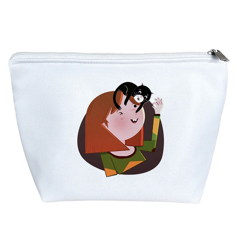 کیف لوازم آرایش دخترانه خندالو مدل دختر و گربه کد H1761