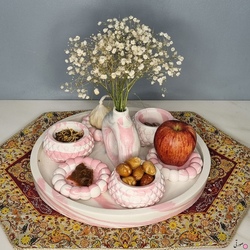 مجموعه ظروف هفت سین 8 پارچه طرح سنگ مدل هلنا