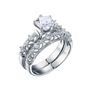 انگشتر نقره زنانه مدل N155 بسته 2 عددی