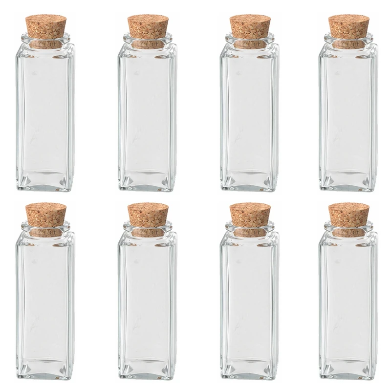 جا ادویه مدل چوب پنبه چهارگوش کد S1-8 مجموعه 8 عددی